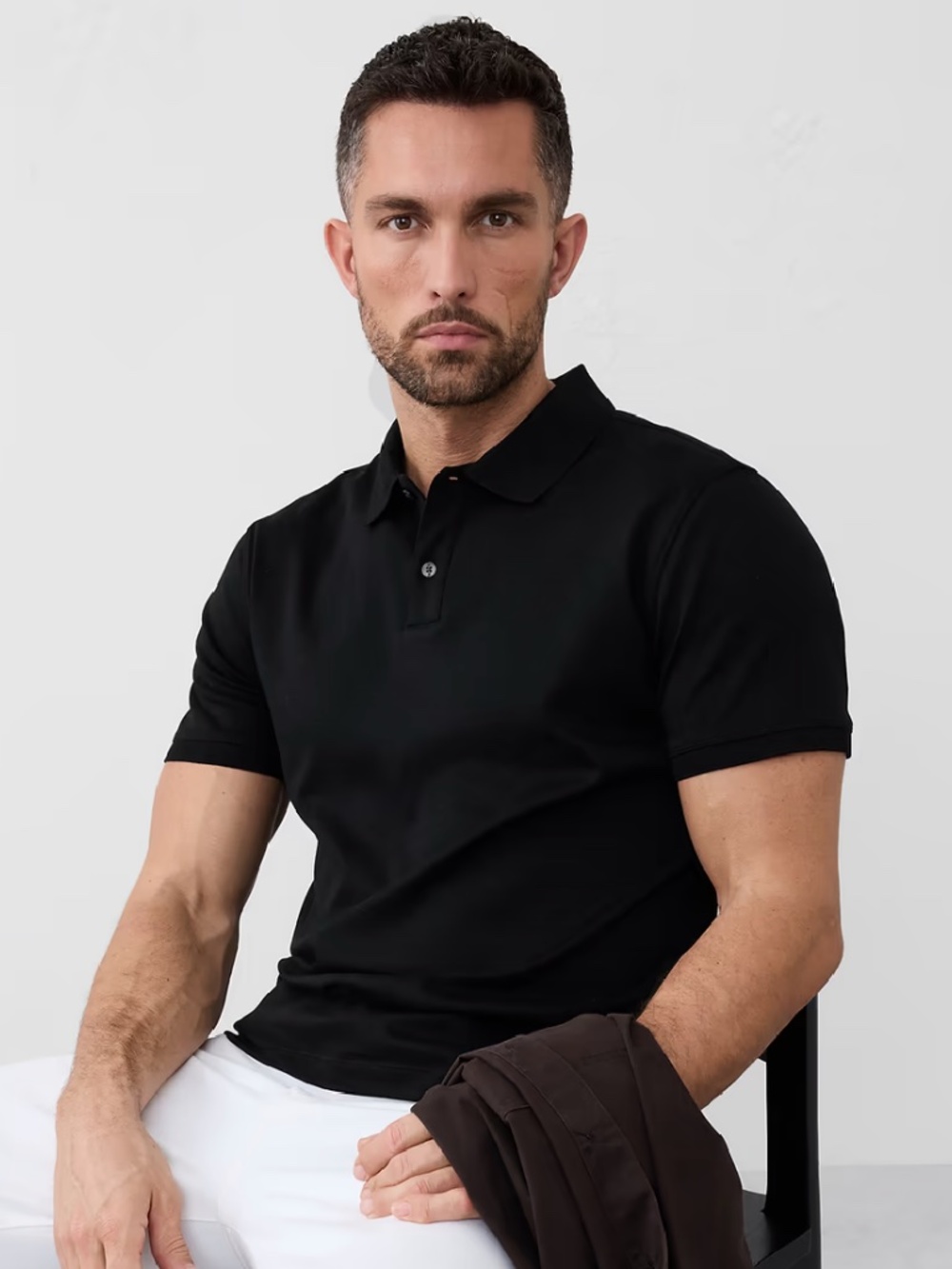 Banana Republic Luxe Touch Men's Polo Black Size M